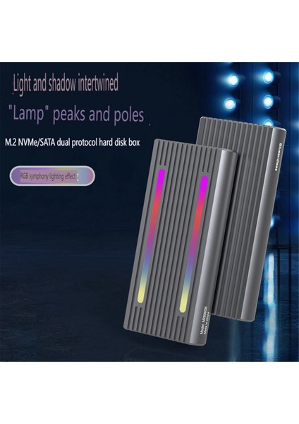 Rgb Çift Protokollü M.2 Sabit Sürücü Muhafazası Nvme/ngff Evrensel Gen2 10 Gbps Fantom Katı Hal Sürücü Muhafazası (Yurt Dışından)
