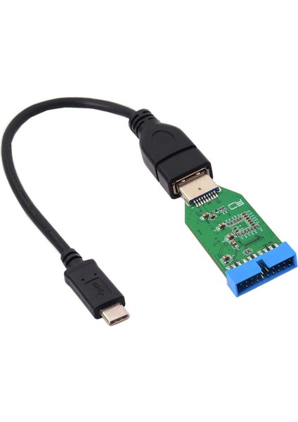 USB 3.1 Anakart Kablosu 20 Pimli Başlık Soketi Hub Adaptörü Anakart Soketi 20 Pimli Hub'a (Otg Usb-C Tip C) (Yurt Dışından)