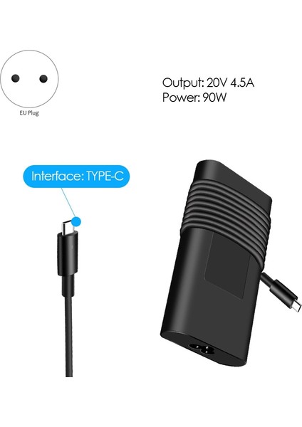 4. Nesil Tip-C 20V 4.5ALATITUDE 5280, 7280, 5285, 5289, 5470, 5480, 5580 Vb. Için 90W Dizüstü Bilgisayar Şarjı. Ab Tak (Yurt Dışından)