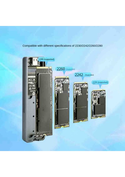 Alüminyum Alaşımlı M.2 Kasa Tip-C USB 3.2 Arayüzü 10 Gbps Nvme JMS583 Çift Kablolu Tek Anlaşma (Yurt Dışından)