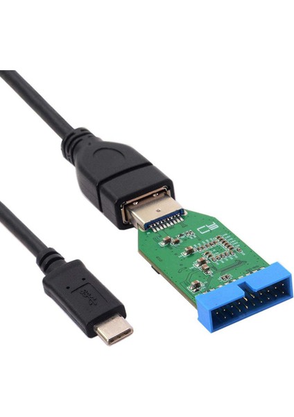 USB 3.1 Anakart Kablosu 20 Pimli Başlık Soketi Hub Adaptörü Anakart Soketi 20 Pimli Hub'a (Otg Usb-C Tip C) (Yurt Dışından)