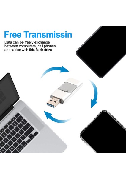 USB Flash Sürücü USB Flash Bellek 3'ü 1 Arada Pendrive 3.0 Android / Tablet / Pc / Dizüstü Bilgisayar (16G) Için USB Flash Sürücü (Yurt Dışından)
