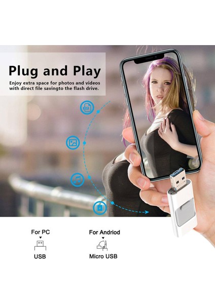 USB Flash Sürücü USB Flash Bellek 3'ü 1 Arada Pendrive 3.0 Android / Tablet / Pc / Dizüstü Bilgisayar (16G) Için USB Flash Sürücü (Yurt Dışından)