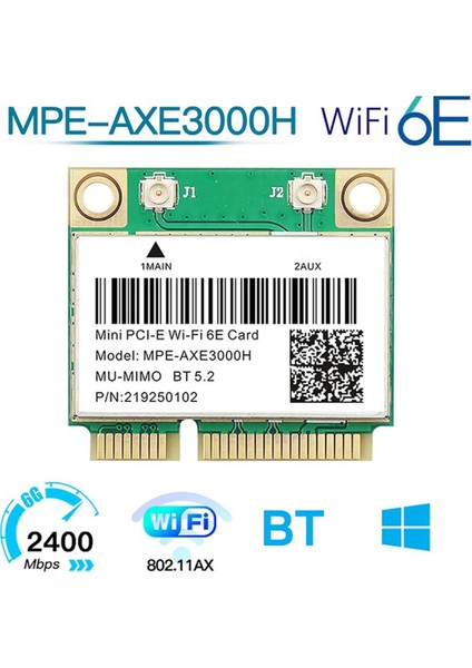 -AXE3000H 5374MBPS Wifi 6e Kablosuz Kart AX210 Mini Pcıe Wifi Kartı Bluetooth 5.2 802.11AX 2.4g/5g/6ghz Wlan Wifi Kartı (Yurt Dışından)