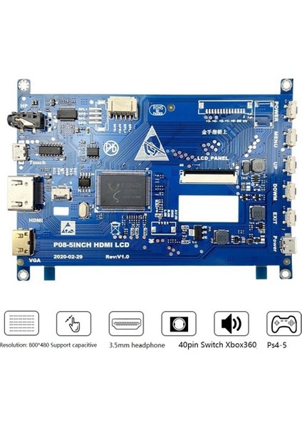 5 Inç LCD Ekran Sürücü Kartı Desteği 800X480 LCD Dokunmatik Monitör Sürücü Kartı (Yurt Dışından)