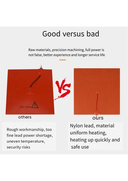 250X250MM 3D Yazıcı Silikon Isıtıcı Ped Fiberglas Kumaş 3D Yazıcı Isıtmalı Yatak 110V 450W 100CM Kablo Uzunluğu (Yurt Dışından) modelleri