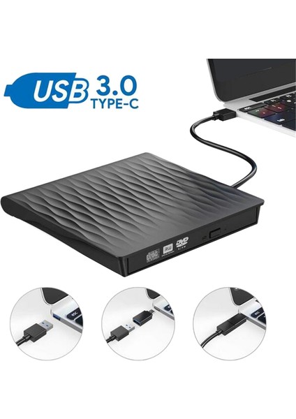 Harici CD DVD Sürücüsü USB 3.0 Tip C Bağlantı Noktası Ince Taşınabilir Harici CD DVD Yazıcı Yüksek Hızlı Veri Aktarımı USB Optik Sürücüler (Yurt Dışından) fiyatları