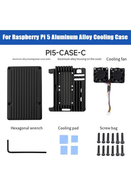 5 Kasa Için Alüminyum Alaşımlı Soğutma Çift Soğutma Fanı Pi 5 Için Metal Kasa (Yurt Dışından) fiyatları