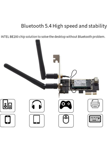 Wifi 7 BE200 Pcı-E Wifi Kartı Bluetooth 5.4 Tri Band 2.4g & 5g ve 6 Ghz 8774 Mbps WIN11 Için Kablosuz BE200 Ağ Kartı (Yurt Dışından)