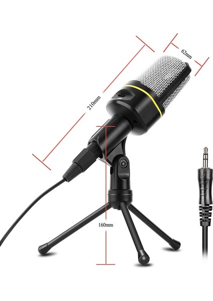 Yayın, Sohbet, Video Konferansı Için Tripod Standlı Kondenser Mikrofon Profesyonel Kayıt Mikrofonu, (Yurt Dışından)