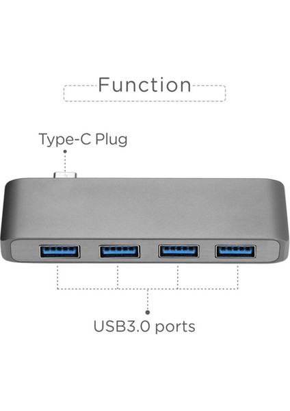 Usb3.0 Hub Tip-C 4 Bağlantı Noktalı 5 Gbps Usb-C Hub Adaptörü USB 3.0 Dizüstü Bilgisayar Aksesuarları Bilgisayar Için (Yurt Dışından)