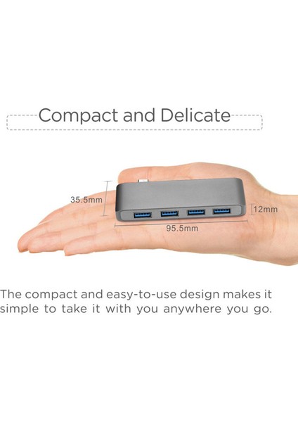 Usb3.0 Hub Tip-C 4 Bağlantı Noktalı 5 Gbps Usb-C Hub Adaptörü USB 3.0 Dizüstü Bilgisayar Aksesuarları Bilgisayar Için (Yurt Dışından)