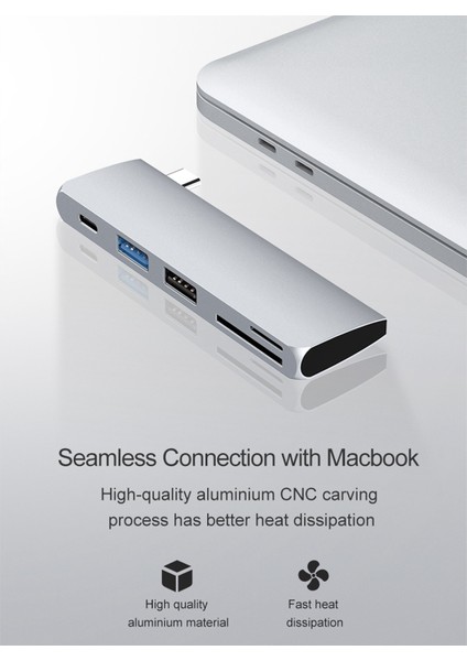 Usb-C Hub Adaptörü, USB 3.0 USB 2.0 Bağlantı Noktalarına Sahip Taşınabilir 5'i 1 Arada USB Tip C Adaptörü, Sd/tf Kart Okuyucu ve Pd Şarj Bağlantı Noktası (Yurt Dışından)