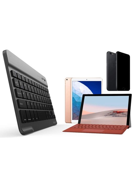 Evrensel Ultra Ince Taşınabilir Bluetooth Siyah Klavye, Cep Telefonu Düz Paneline Uygun (Yurt Dışından) modelleri