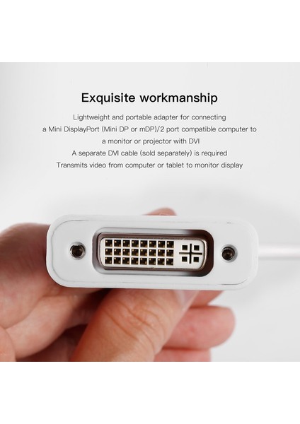 Mini Dp - DVI Adaptör Kablosu, Minidp Erkek - Hd 1080P Dönüşüm Kablosu Için DVI Dişi (Beyaz) (Yurt Dışından)