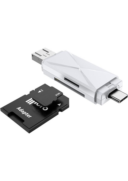 3'ü 1 Arada Otg Mikro Sd Kart Okuyucu USB 2.0 Tip C, USB Mikro Sd Adaptörü Için Flash Sürücü Akıllı Bellek Kartı Okuyucu (Yurt Dışından)