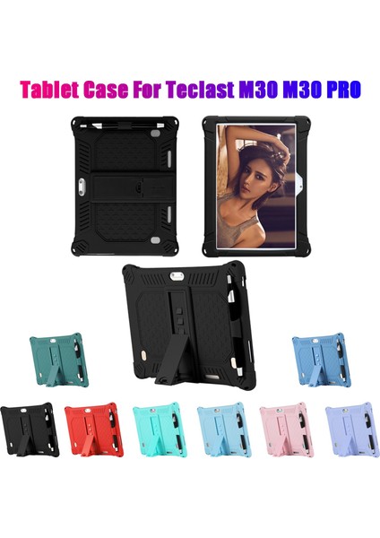 M30 M30 Pro 10.1 Inç Tablet Koruma Kılıfı Için Silikon Kılıf Kalemli Ayarlanabilir Tablet Standı (Siyah) (Yurt Dışından)