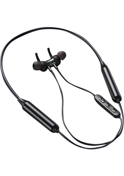 Bluetooth Kulaklık Kablosuz Spor Kulaklıkları Stereo Subwoofer Asılı Boyuna Monte Manyetik Su Geçirmez Kulaklık, Siyah (Yurt Dışından)