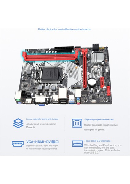 B75-H Masaüstü Bilgisayar Anakartı LGA1155 Usb3.0 Desteği 16 Gb'a Kadar Ddr3 Ram Yuvaları PCL-E3.016X Gigabit Lan Kartı (Yurt Dışından)