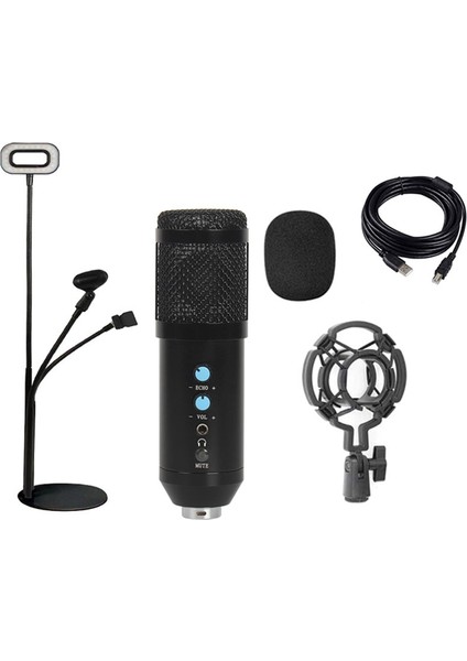 Pc Için Dolgu Işığı BM858 USB Kondenser Mikrofon Seti, Profesyonel Yayın Podcast'i, Canlı Yayın, Oyun, Şarkı Söyleme, Stüdyo A (Yurt Dışından)