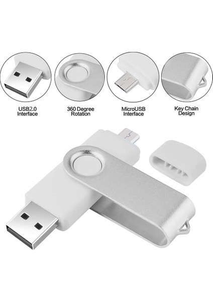 USB Flash Sürücü 64G Otg+Usb3.0 Mini Taşınabilir Yüksek Hızlı Memory Stick, Android Cihazlar/pc/tablet/u Disk Için Beyaz (Yurt Dışından)