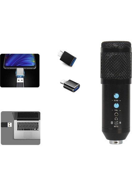 Pc Için Dolgu Işığı BM858 USB Kondenser Mikrofon Seti, Profesyonel Yayın Podcast'i, Canlı Yayın, Oyun, Şarkı Söyleme, Stüdyo A (Yurt Dışından)