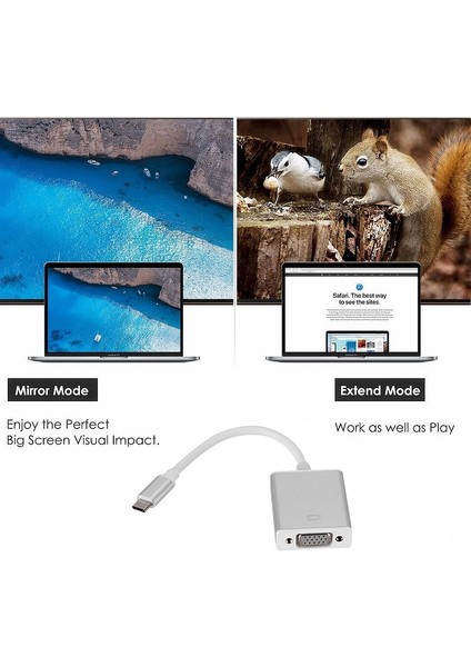 Type-C - VGA Adaptör Kablosu 1080P Usbc 3.1 - VGA Dönüştürücü Kablosu (Yurt Dışından)