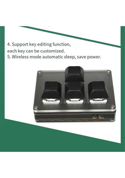 4 Tuşlu Kablosuz Özelleştirilebilir Klavye 2.4g USB Bluetooth Üç Modlu Tuş Özelleştirme Çalışırken Değiştirilebilir Tuşlar (Yurt Dışından)