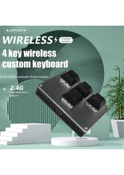 4 Tuşlu Kablosuz Özelleştirilebilir Klavye 2.4g USB Bluetooth Üç Modlu Tuş Özelleştirme Çalışırken Değiştirilebilir Tuşlar (Yurt Dışından) indirimleri