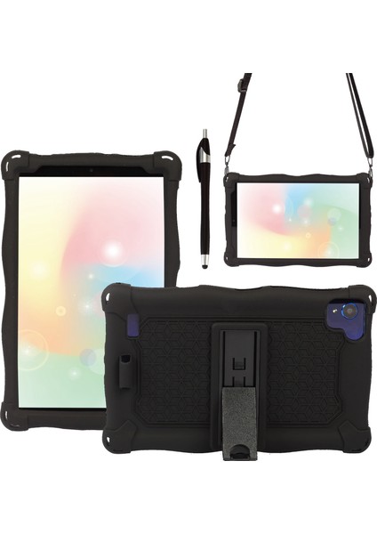 Galaxy Tab A7 Lite 2021 Tablet Kılıfı 8.7 Inç T220 T225 Silikon Kılıf Kalemli ve Askılı Tablet Standı (B) (Yurt Dışından)