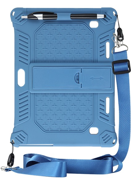 M30 M30 Pro 10.1 Inç Tablet Koruma Kılıfı Için Silikon Kılıf Askı ve Kalemli Tablet Standı (Mavi) (Yurt Dışından)