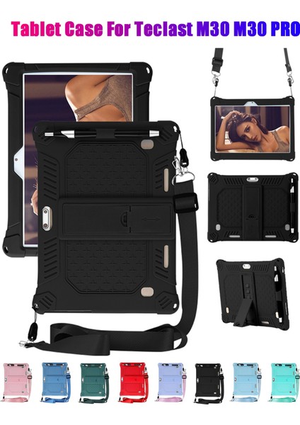 M30 M30 Pro 10.1 Inç Tablet Koruma Kılıfı Için Silikon Kılıf Askı ve Kalemli Tablet Standı (Mavi) (Yurt Dışından) fiyatları
