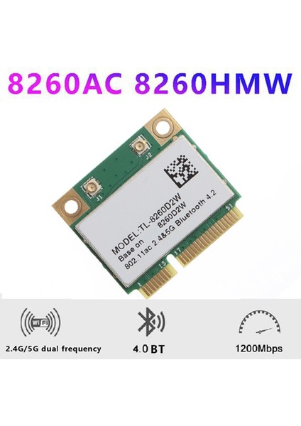 8260AC 8260D2W Wifi Kartı 802.11AC 8260HMW 1200 Mbps Mini Pcı-E 2.4g/5g Bluetooth 4.2 Win7 Win 8 Win 10 Için (Yurt Dışından)