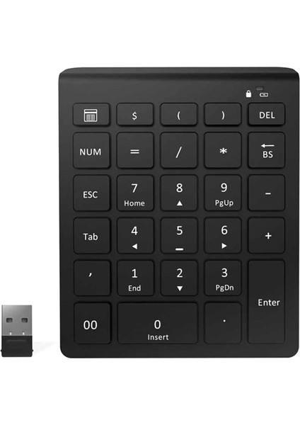 28 Tuşlu Kablosuz Sayısal Tuş Takımı Mini Numpad, Daha Fazla Fonksiyon Tuşu ile Pc Muhasebe Görevleri Için Dijital Klavye (2.4g) (Yurt Dışından)