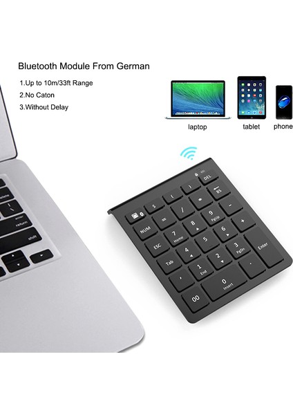 28 Tuşlu Kablosuz Sayısal Tuş Takımı Mini Numpad, Daha Fazla Fonksiyon Tuşu ile Pc Muhasebe Görevleri Için Dijital Klavye (2.4g) (Yurt Dışından)