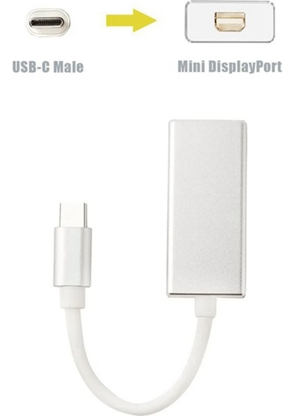 Usb3.1 Type-C - Mini Display Port Dp Adaptörü, Usb-C - Mini Dp Dönüştürücü USB Type-C Erkek Konnektör, Kitap Için (Yurt Dışından)