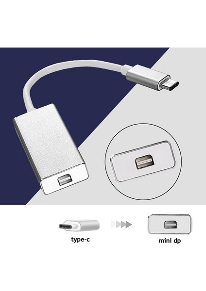 Usb3.1 Type-C - Mini Display Port Dp Adaptörü, Usb-C - Mini Dp Dönüştürücü USB Type-C Erkek Konnektör, Kitap Için (Yurt Dışından)