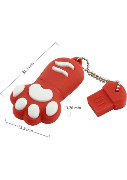 Karikatür Kedi Pençesi USB Flash Sürücü Kedinin Pençesi USB Pendrive Hediye U Disk Memory Stick Kalem Sürücü (64 Gb) (Yurt Dışından)