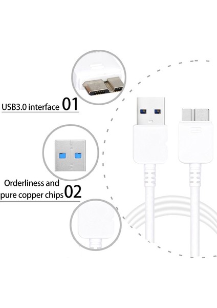 Mobil Sabit Disk Kablosu, Galaxy Note3 Veya S5'e Uygun Usb3.0 - Micro-B Veri Kablosu (Yurt Dışından)