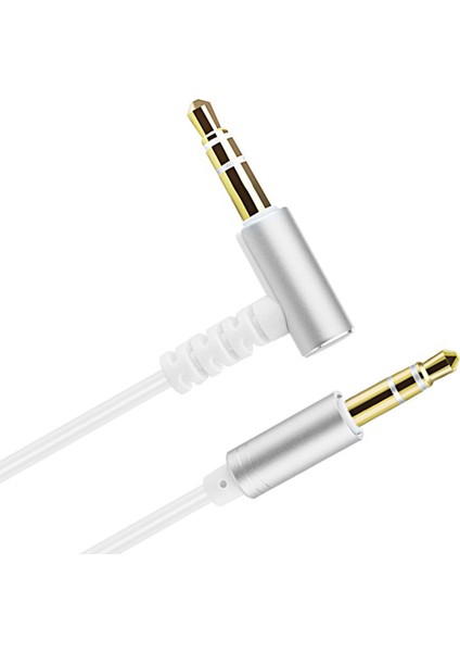 Aux Ses Kablosu 3.5mm Erkek-Erkek Ses Jakı Dirsek Araba Aux Ses Kablosu Stereo Çift Kafalı Kablo Gümüş (Yurt Dışından) indirimleri