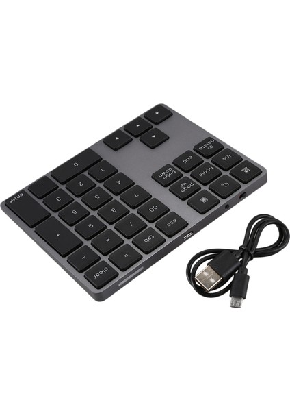 Alüminyum Alaşımlı 34 Tuşlar Bluetooth Kablosuz Sayısal Tuş Takımı, Windows, Ios, Os, Android Tablet Dizüstü Bilgisayar Için Dijital Klavye (Siyah) (Yurt Dışından)