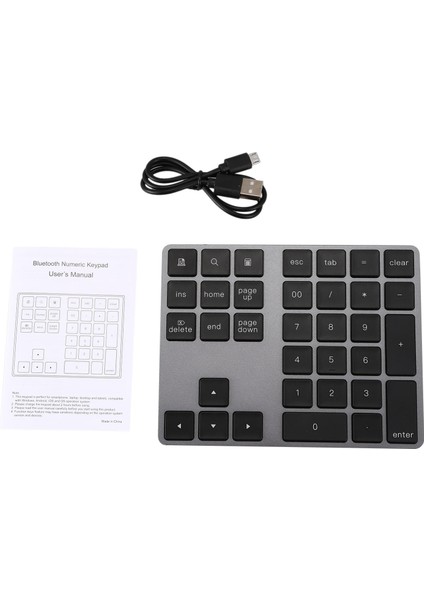 Alüminyum Alaşımlı 34 Tuşlar Bluetooth Kablosuz Sayısal Tuş Takımı, Windows, Ios, Os, Android Tablet Dizüstü Bilgisayar Için Dijital Klavye (Siyah) (Yurt Dışından)