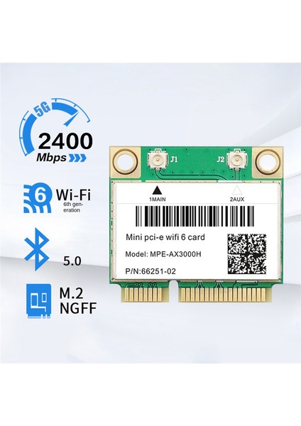 Wifi 6e AX3000H Kablosuz Wifi Ağ Kartı Bt 5.2 Mini Pcıe Wi-Fi Adaptörü Için Masaüstü/dizüstü Bilgisayar WIN10 (Yurt Dışından)