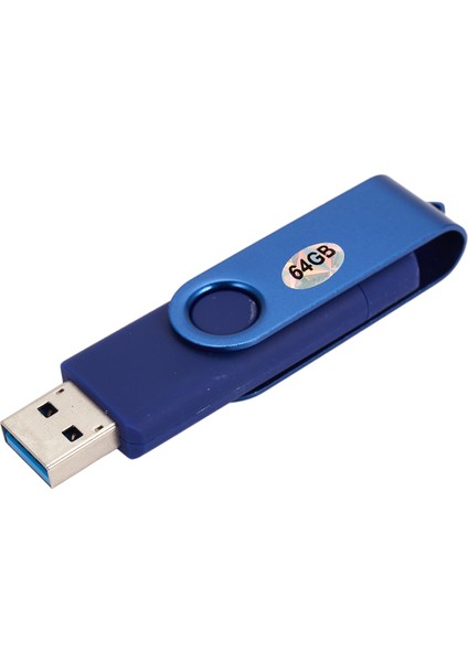 64GB Renkli USB 3.0 Flash Sürücü Otg Pendrive Mikro-Usb Sopa Harici Depolama Memory Stick Android Için Mavi (Yurt Dışından)