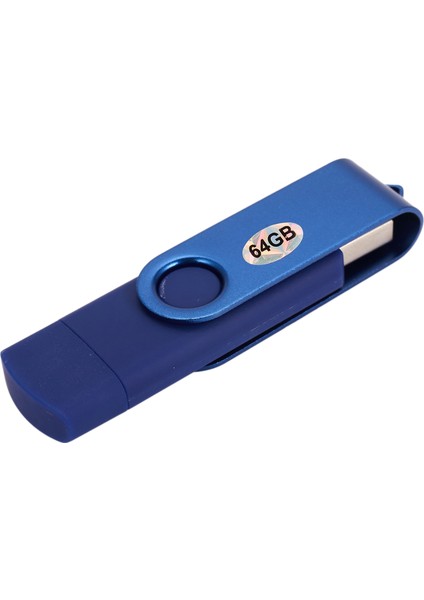 64GB Renkli USB 3.0 Flash Sürücü Otg Pendrive Mikro-Usb Sopa Harici Depolama Memory Stick Android Için Mavi (Yurt Dışından)