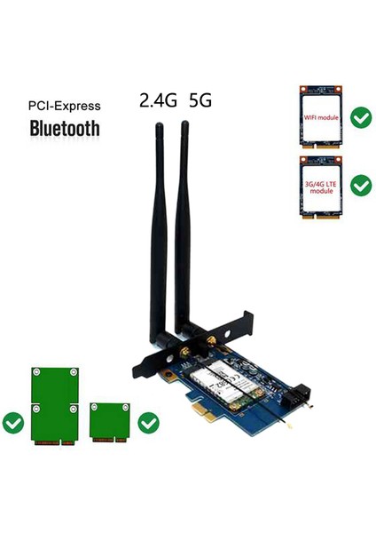 3g/4g/lte ve Wifi Için Yuvalı Mini Pcı-E Pcı Express - Pcı-E 1x Adaptörü (Yurt Dışından)