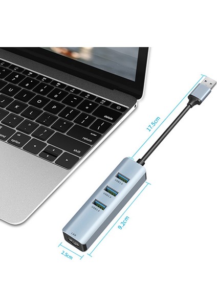 USB C Hub Splitter Ethernet RJ45 Gigabit Ethernet Adaptörü Ücretsiz Sürücü Usb-C Splitter Çoklu Bağlantı Noktası USB 3.0 Bağlantı Noktaları Dizüstü Bilgisayar Için (Yurt Dışından)