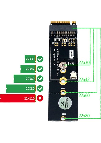 Ngff M.2 Anahtar A'dan Anahtar M SSD Adaptörüne, USB Sinyal Desteği ile Bluetooth M2 Ngff Dönüştürücü (Yurt Dışından)
