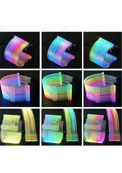 Pc Kasa Psu Uzatma Argb Kablosu Atx 3X8PIN Pcı-E Gpu Neon Renkli Çizgi Argb Streamer Transfer Grafik Kartı Güç Kablosu (Yurt Dışından) fırsatları