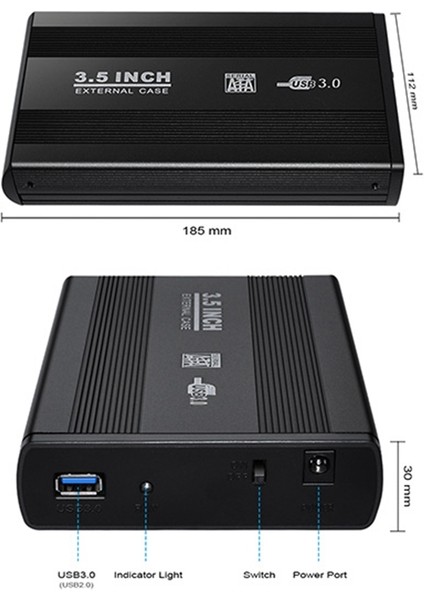 3,5 Inç USB 3.0 Sata Harici HDD Disk Sabit Disk Muhafaza Kasa Kapağı Harici Saklama Kutusu (Ab Tak USB 3.0) (Yurt Dışından)